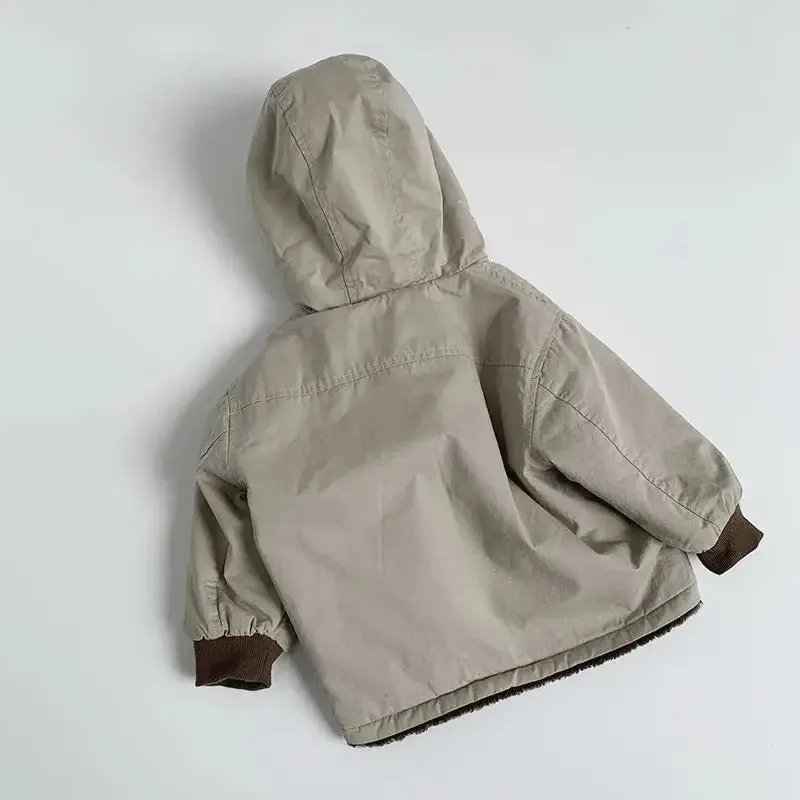 Reversible Hooded Fleece Winter Jacket