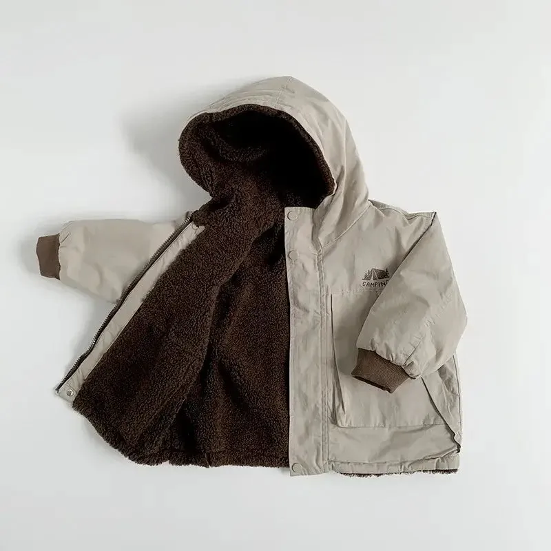 Reversible Hooded Fleece Winter Jacket