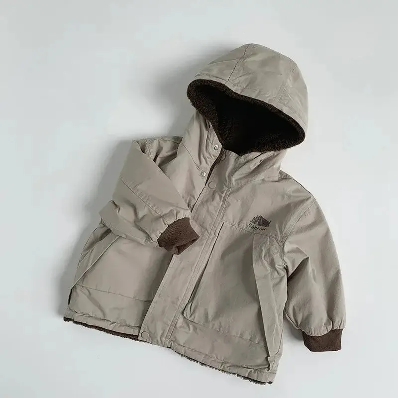 Reversible Hooded Fleece Winter Jacket