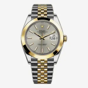 Rolex Datejust 41 Gold Steel Silver Dial Smooth Jubilee Automatic Watch  TFJ-142508519