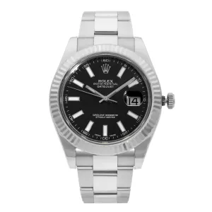 Rolex Datejust 41mm Steel 18K White Gold Black Dial Automatic Mens Watch  TFJ-142508499