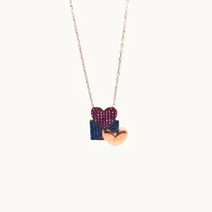 Romantic Rose Gold with two hearts Pendant Necklace