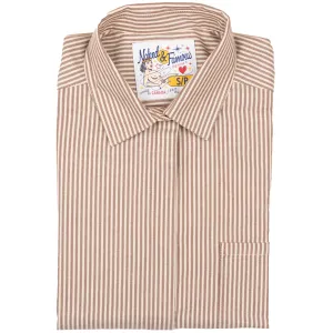 Roomy Shirt - Soft Finish Classic Stripe - Cream   Brown