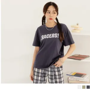 ROUND NECK DIP HEM SHORT SLEEVE COTTON TOPS