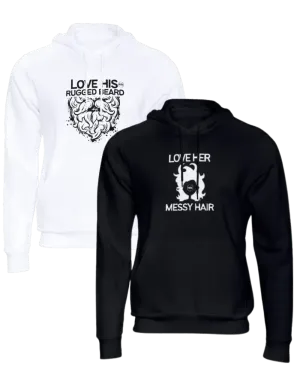 Rugged Beard/Messy Hair Couple Hoodie