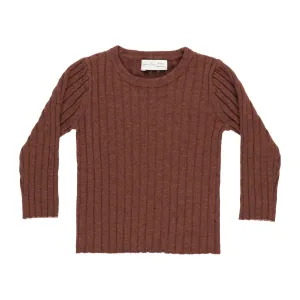 Rylee   Cru Long Sleeve Knit Top - Brick