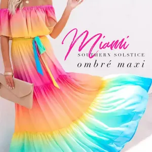 S-3XL Miami (bright) Ombré Maxi - peasant dress   Rain (pastel) Ombré / Boho floral water friendly smooth airy beach baby shower photography