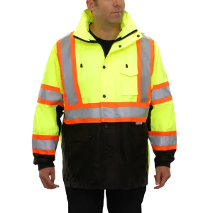 Safety DOT Jacket HiVis Parka Breathable Waterproof Hooded