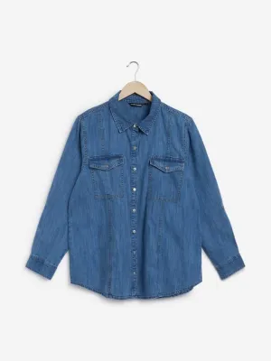 Sassy Soda Curves Blue Denim Casual Shirt