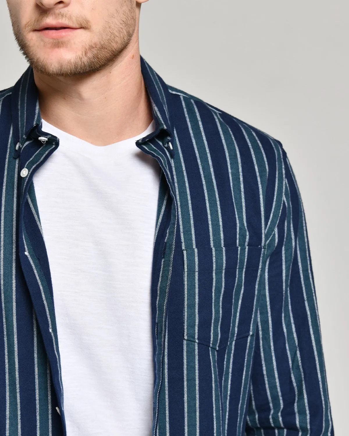 Sea Stripe | Brushed Button Down