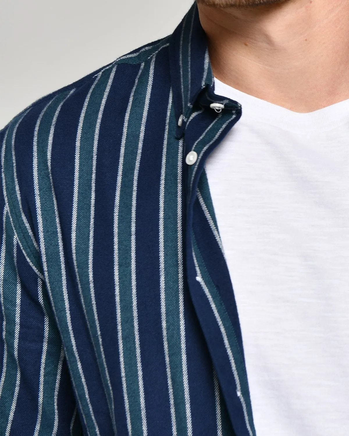 Sea Stripe | Brushed Button Down