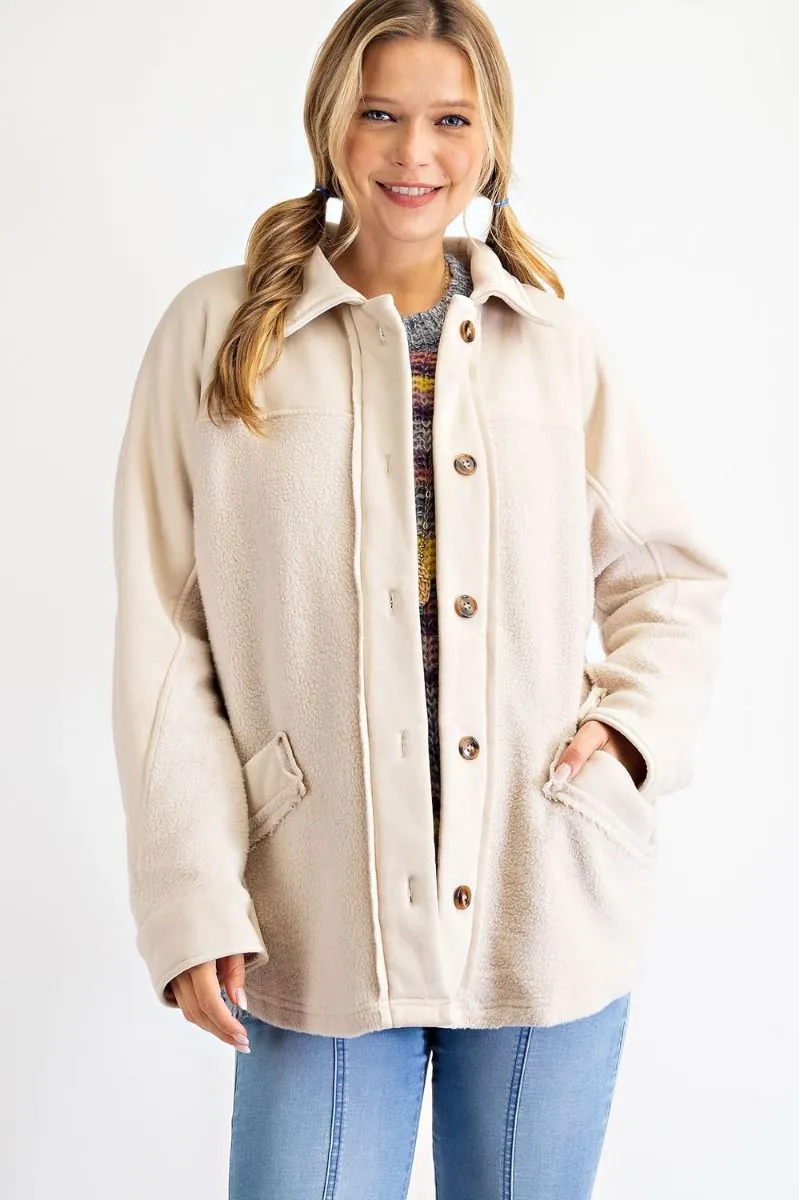 Search For Joy Brushed Button Down Jacket