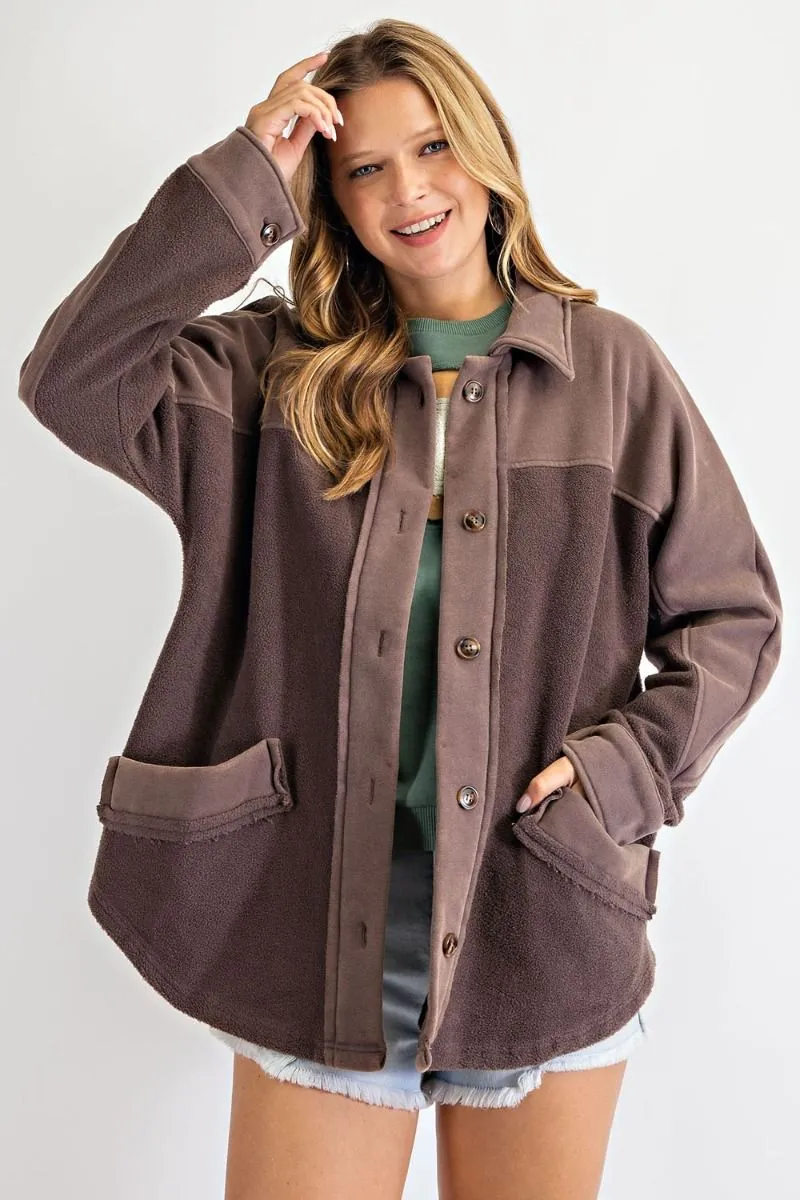 Search For Joy Brushed Button Down Jacket