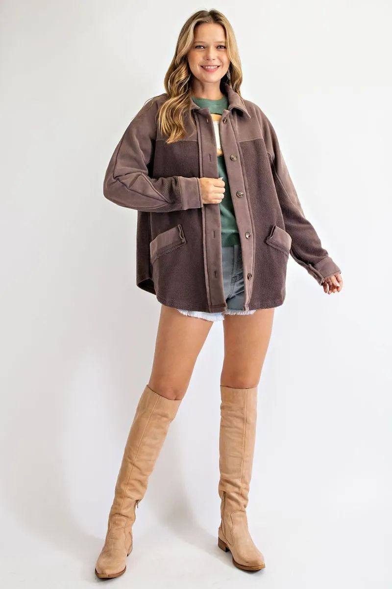 Search For Joy Brushed Button Down Jacket