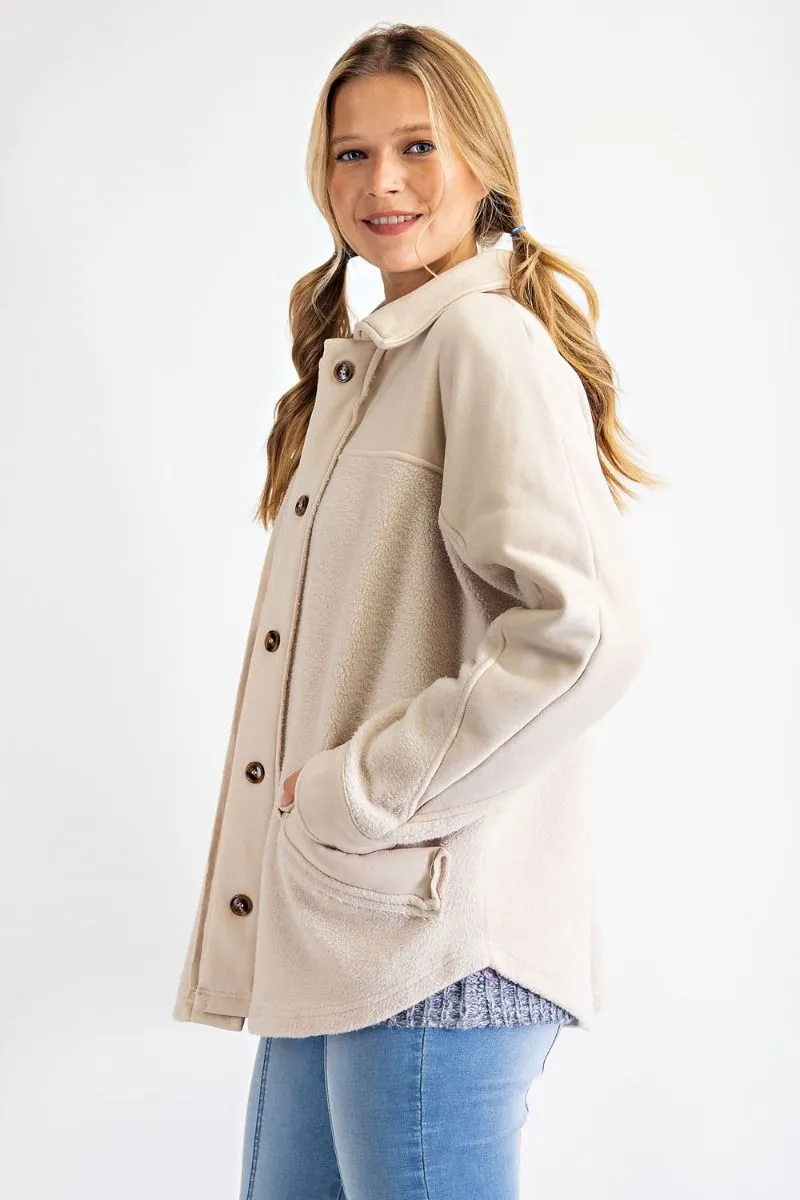 Search For Joy Brushed Button Down Jacket