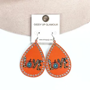 Seasonal Treats Love Teardrop Earrings in Orange with AB Crystals