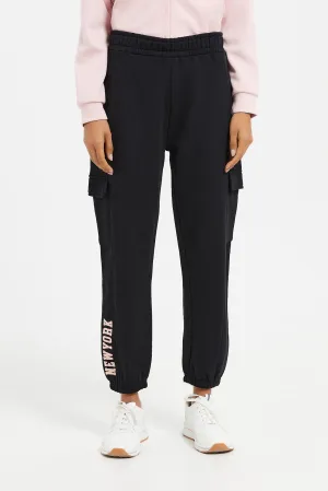 Senior Girls Plain Black Track Pants
