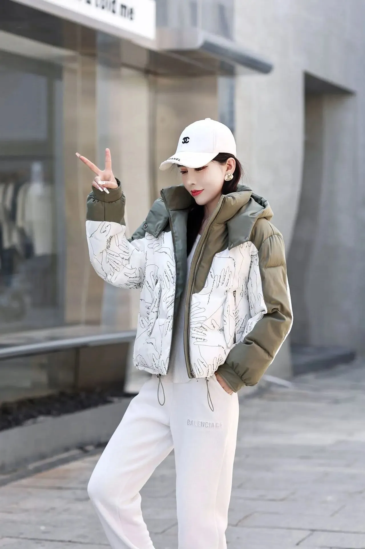 Short Korean Style Trend Multicolor Bread Coat