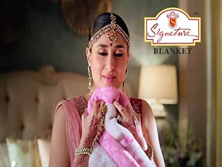 Signature Blanket Extra Soft Double Layered Blanket for Heavy Winters (Light Grey & Blue)
