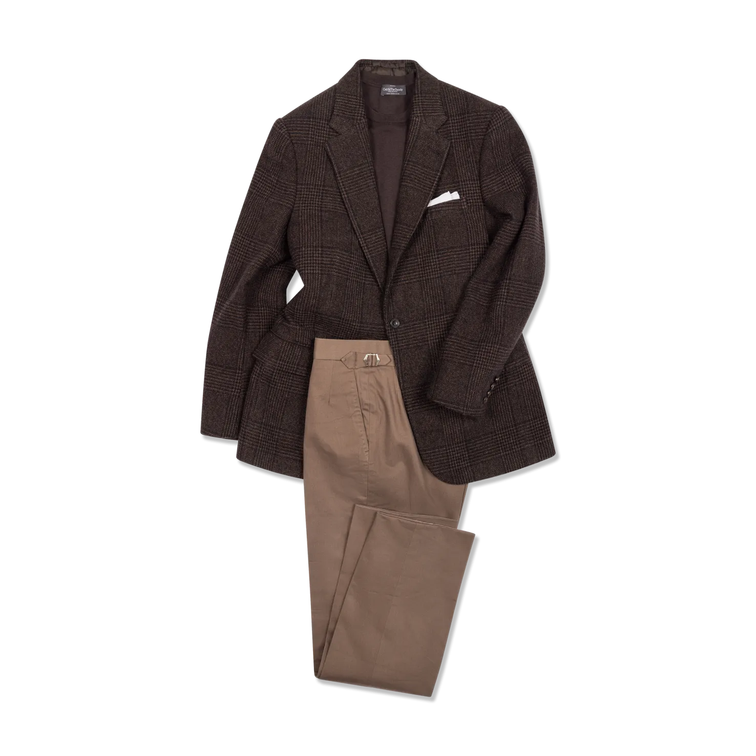 Single Breasted Notch Lapel Jacket in Chocolate Brown Glen Check