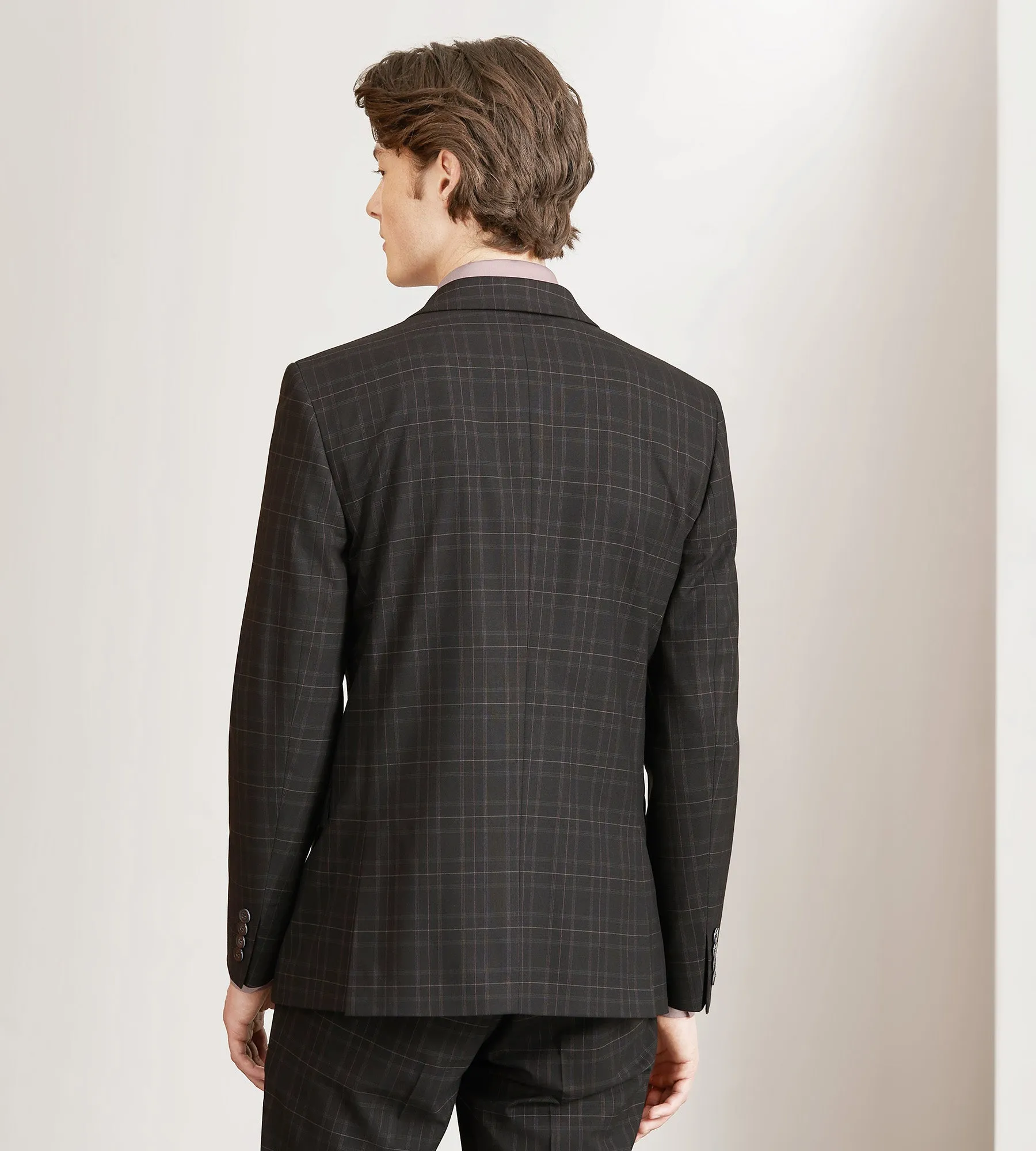 Slim Fit Black Plaid Suit