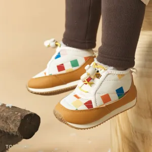 Cozy Snowy Mosaic Kids Waterproof Winter Boots