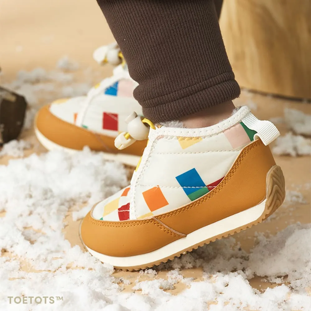 Cozy Snowy Mosaic Kids Waterproof Winter Boots