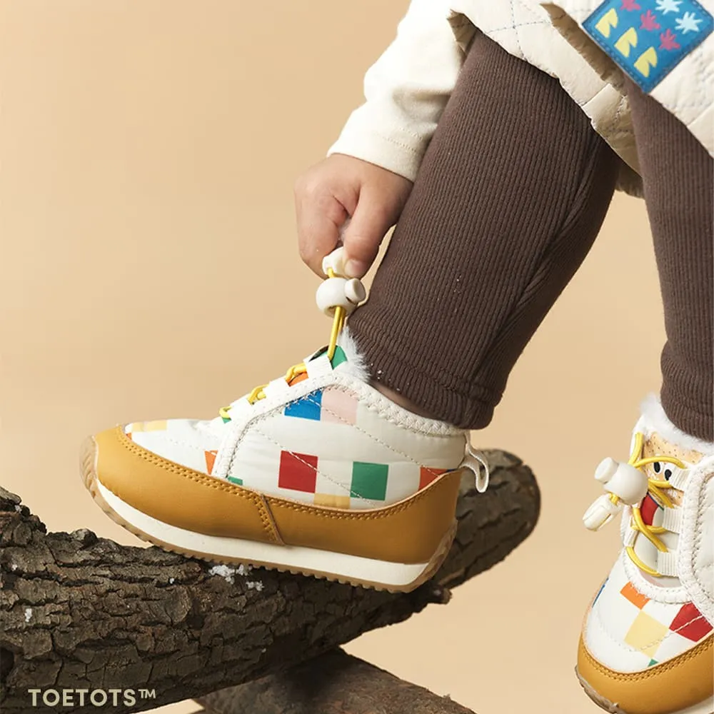 Cozy Snowy Mosaic Kids Waterproof Winter Boots