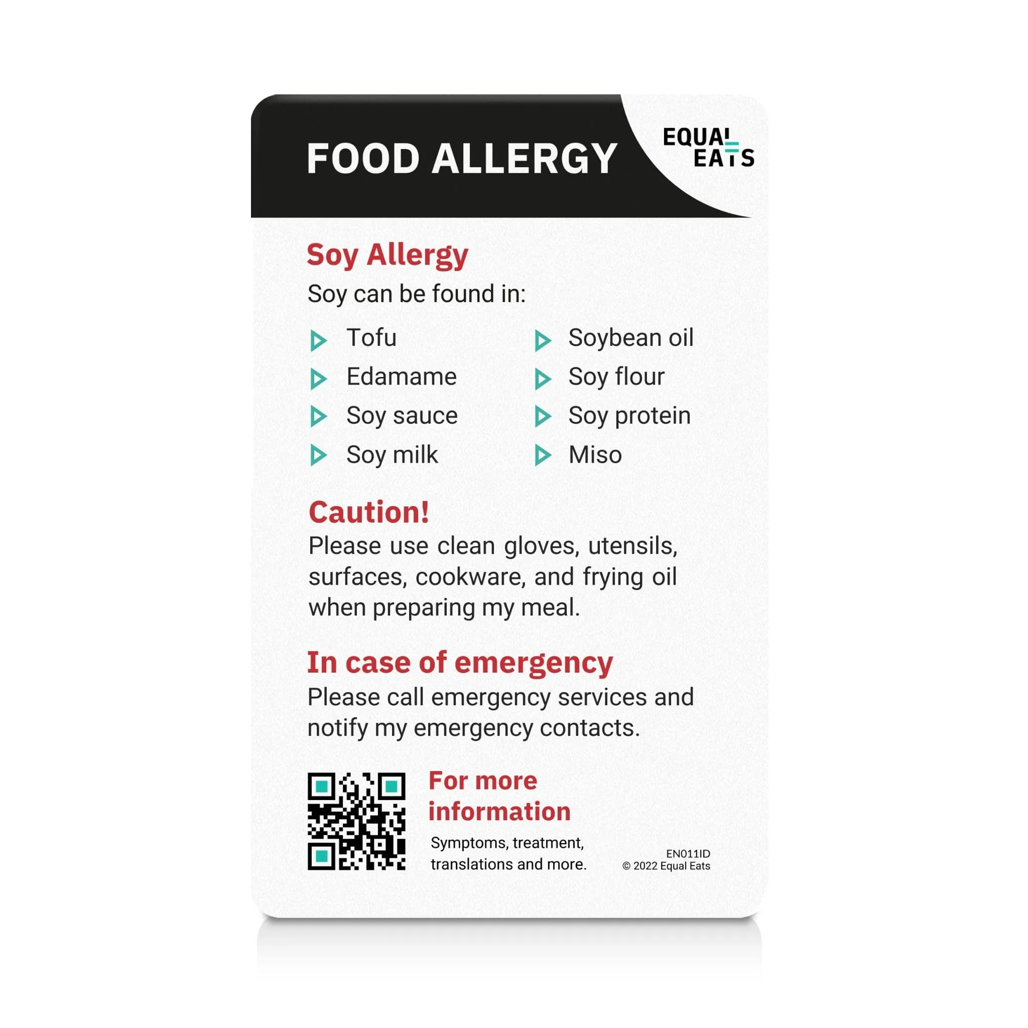 Soy Allergy ID Card