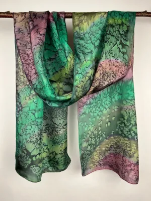 “Spring Garden Mermaid" - Hand-dyed Silk Scarf - $115