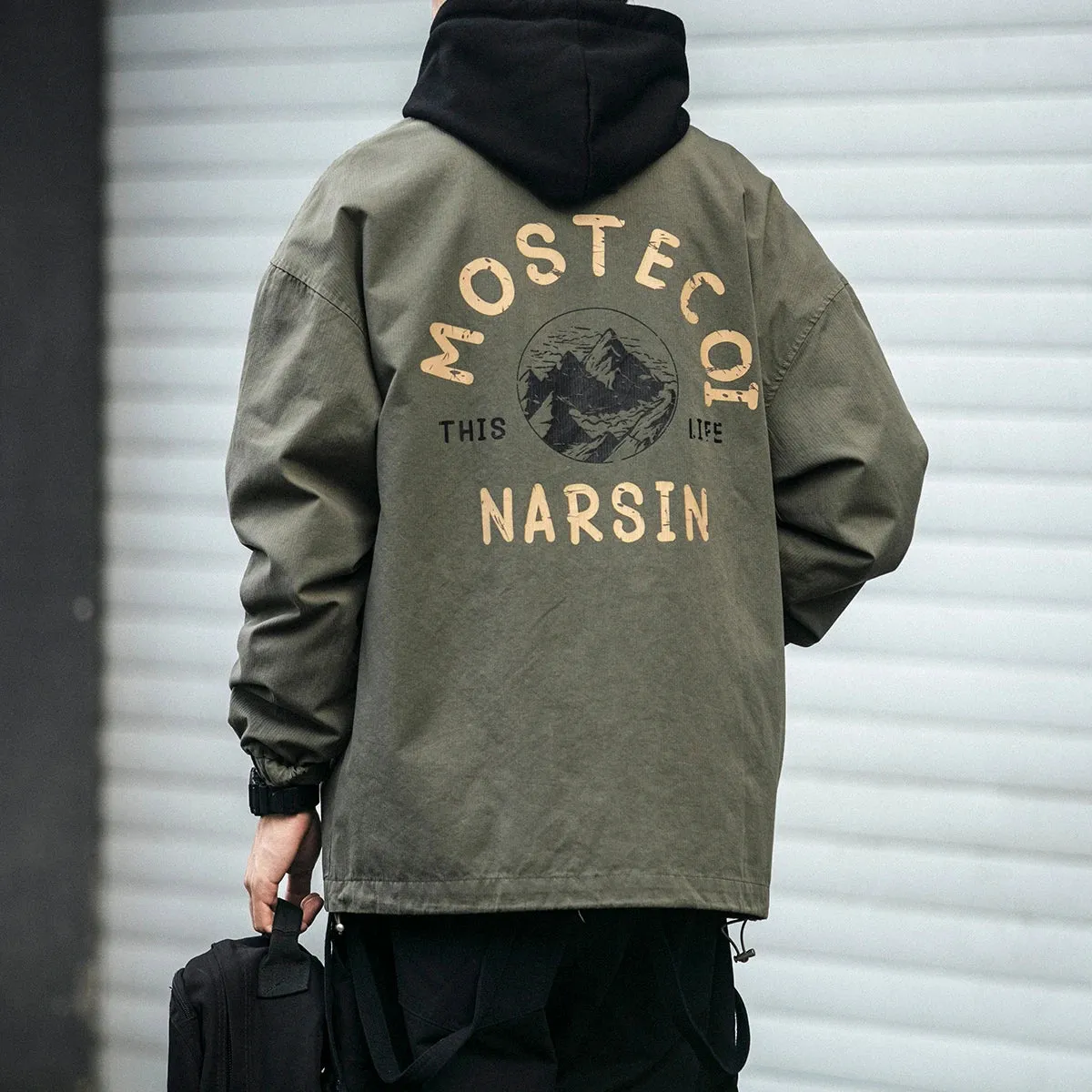 Streetwear Lapel Jacket Japanese Casual Top Print Cargo Coat