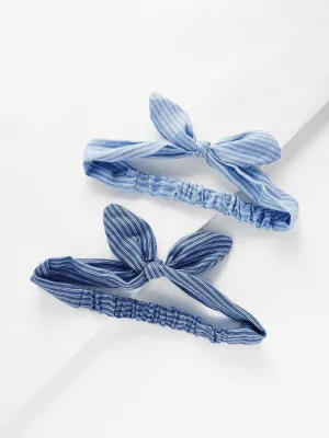 Striped Knot Ear Headband 2pcs