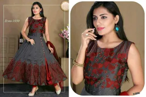 Stylish Taffeta Silk Ethnic Gown