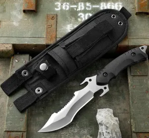 Survival Knife, Outdoor Multifunctional Full-Tang Camping Knife with Sheath - 3.8 Inch 5CR13Mov Stainless Steel Blade Ergonomics Non-Slip Handle