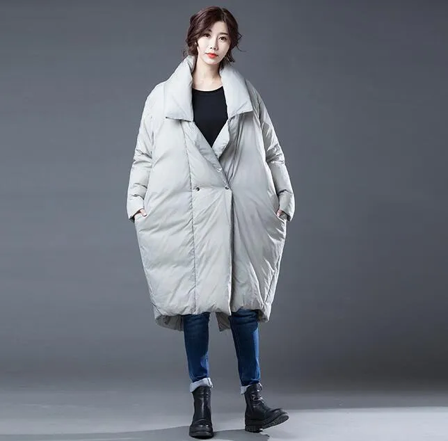 Swallow-tailed Women Winter Loose Duck Down Jackets Long Warm Women Long Down Coat Irregular