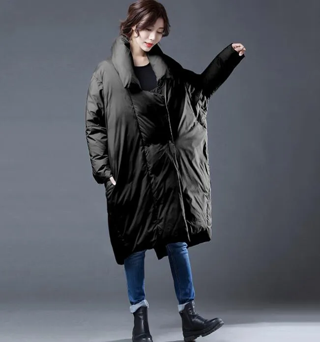 Swallow-tailed Women Winter Loose Duck Down Jackets Long Warm Women Long Down Coat Irregular