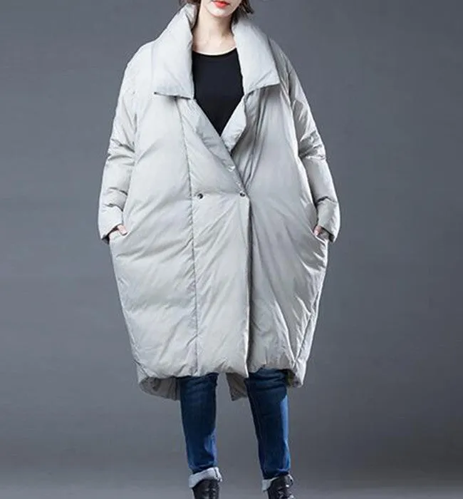 Swallow-tailed Women Winter Loose Duck Down Jackets Long Warm Women Long Down Coat Irregular