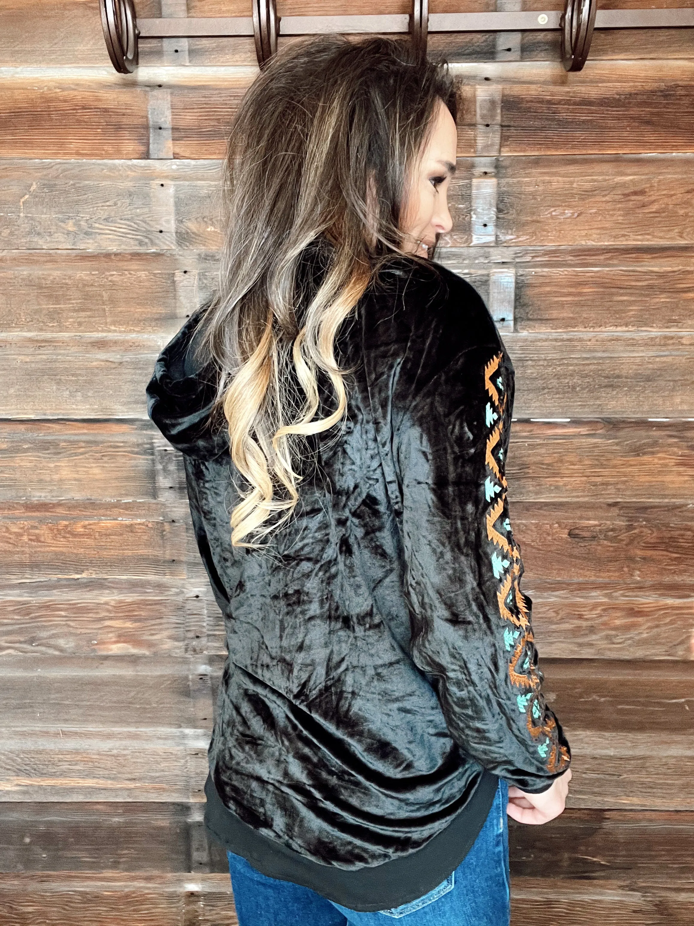 The Black Velvet Zip Up Jacket