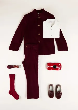 The Burgundy Velvet Jacket Boy Look