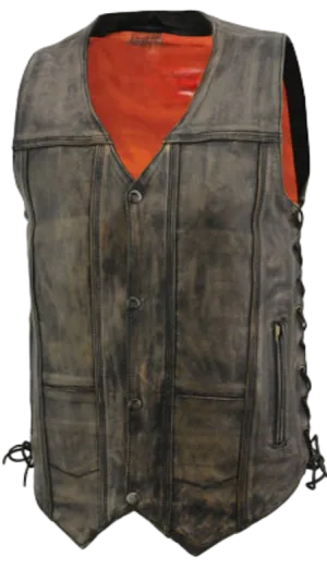 The "Austin" Distressed Brown Leather Vest