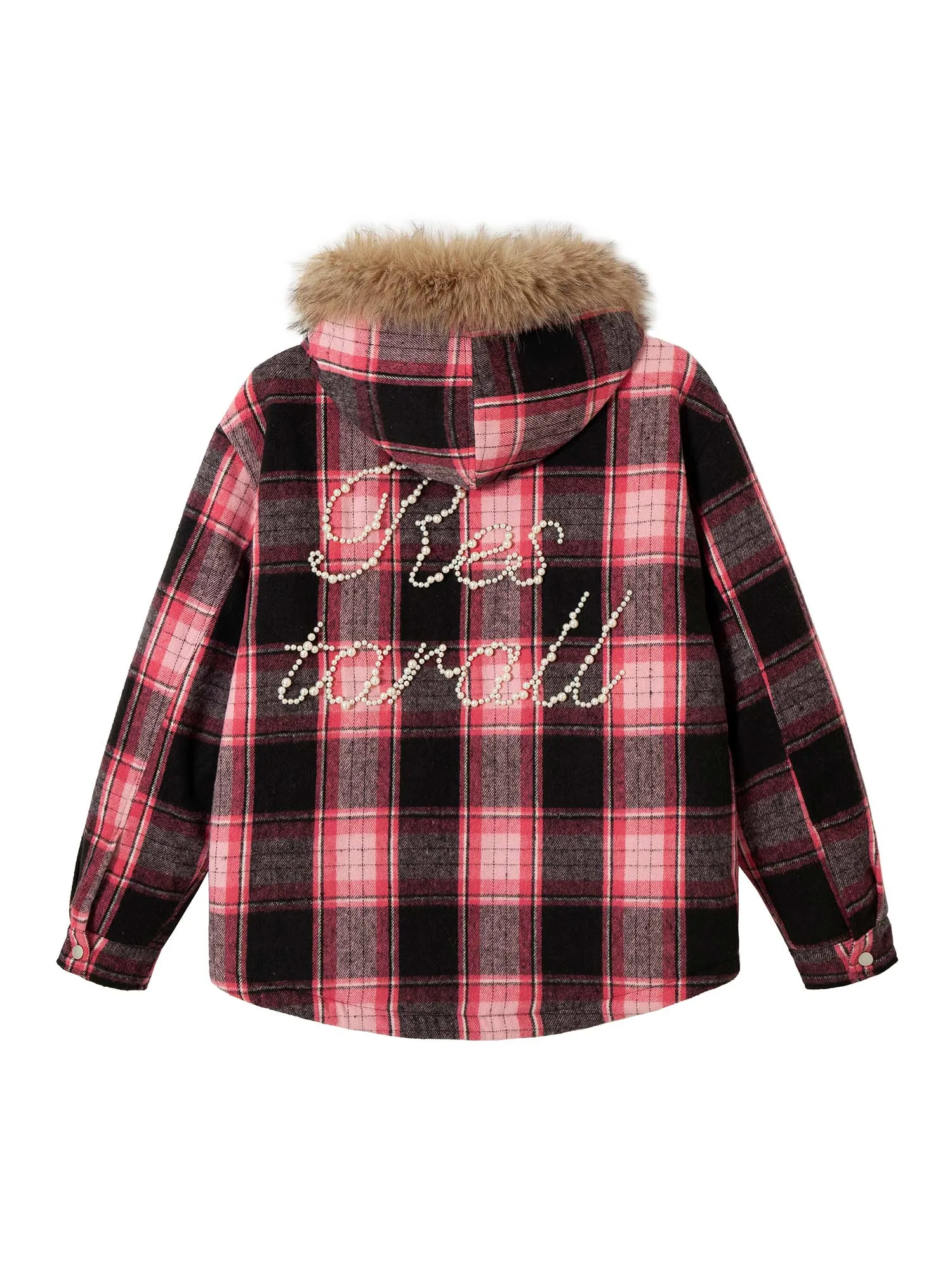 Thesupermade Beaded Fur Collar Padded Jacket