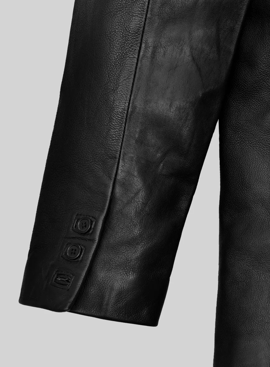 Thick Goat Black washed & Wax Medieval Leather Blazer