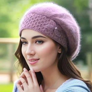Thickened Rabbit Hair Ear Protection Knitted Woolen Fashion Beret Hat