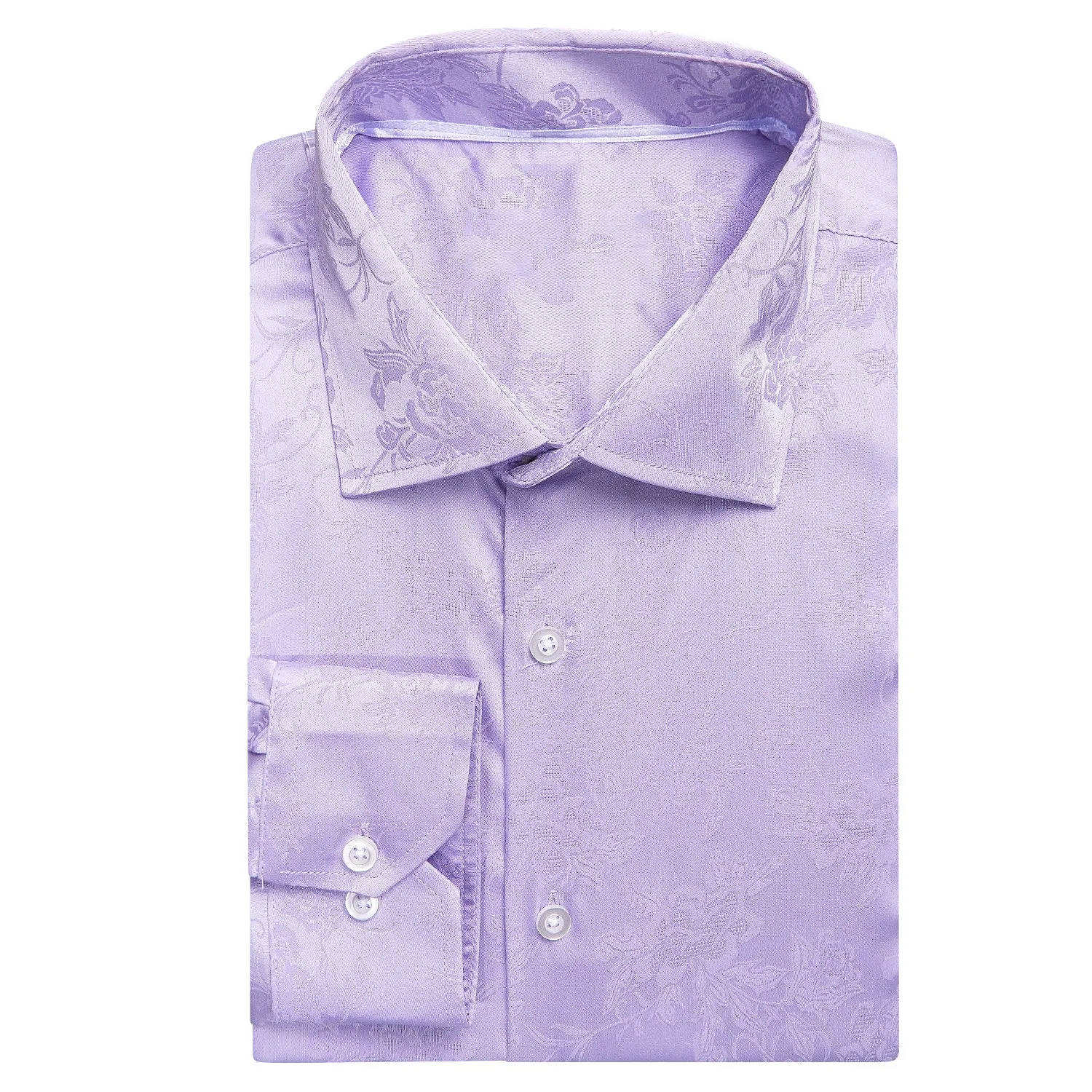 Ties2you Button Down Shirt Lavender Purple Floral Silk Men's Long Sleeve Shirt