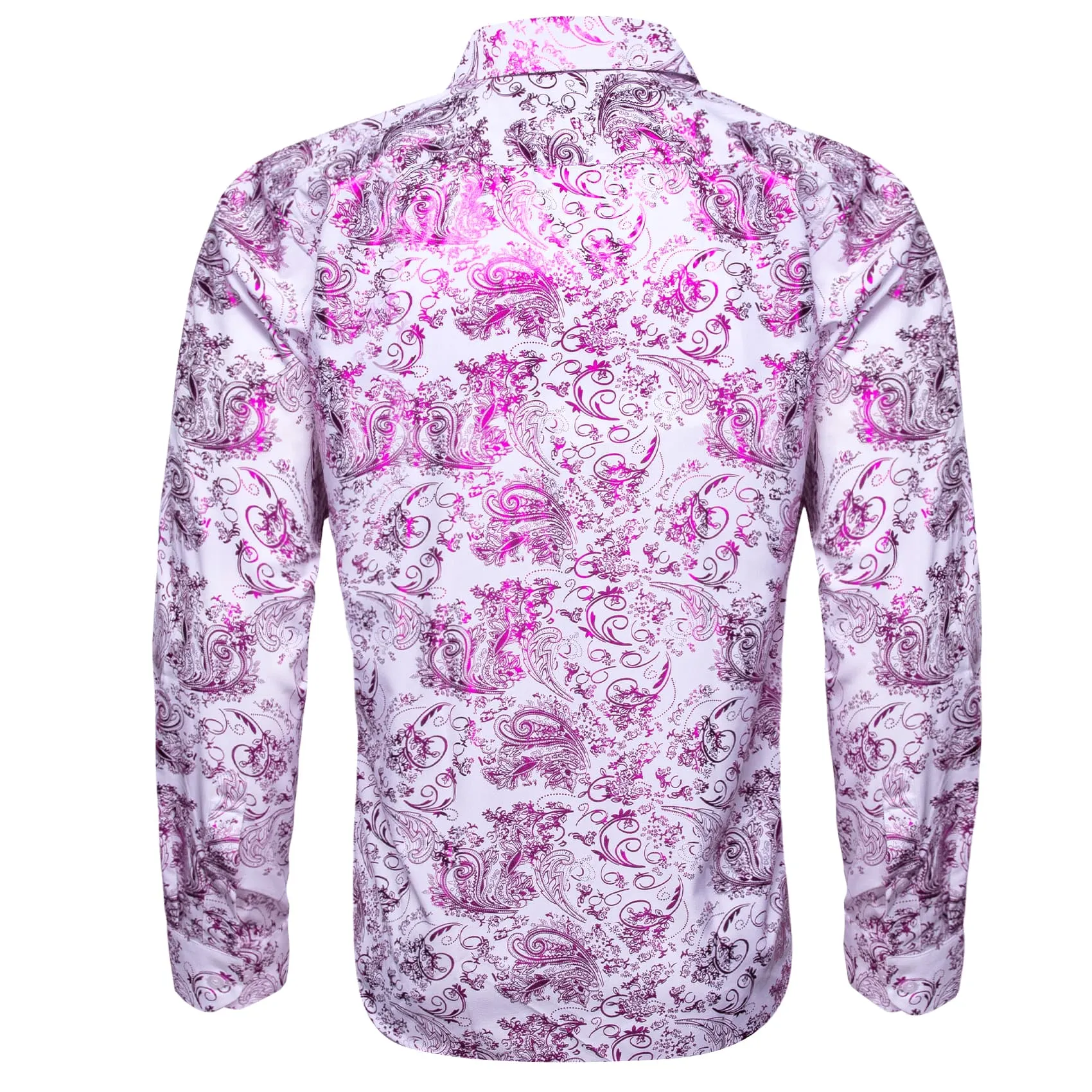 Ties2you Dress Shirt Purple White Hot Stamping Floral Long Sleeve Button Up Shirts for Men