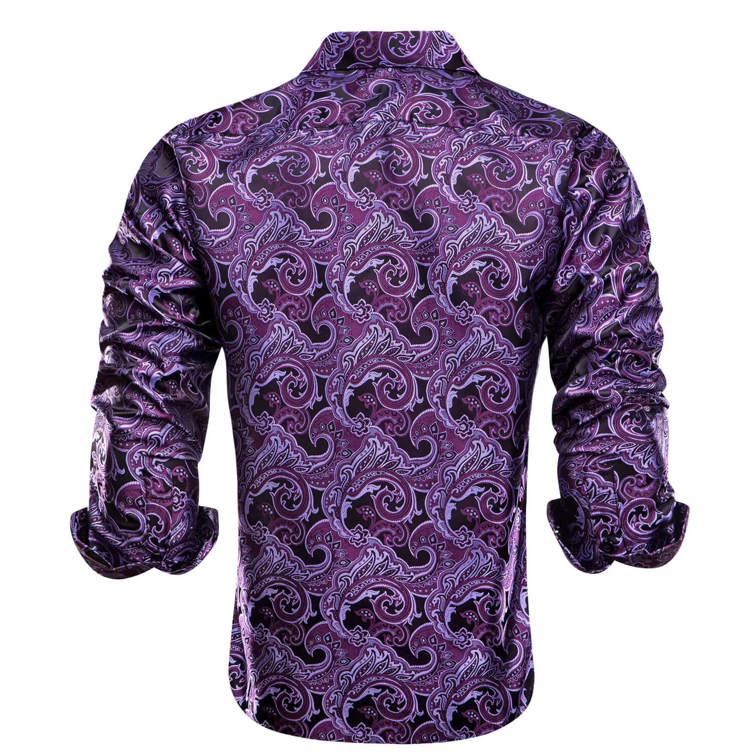 Ties2you Long Sleeve Shirt Plum Purple Floral Silk Men's Shirt Fashion