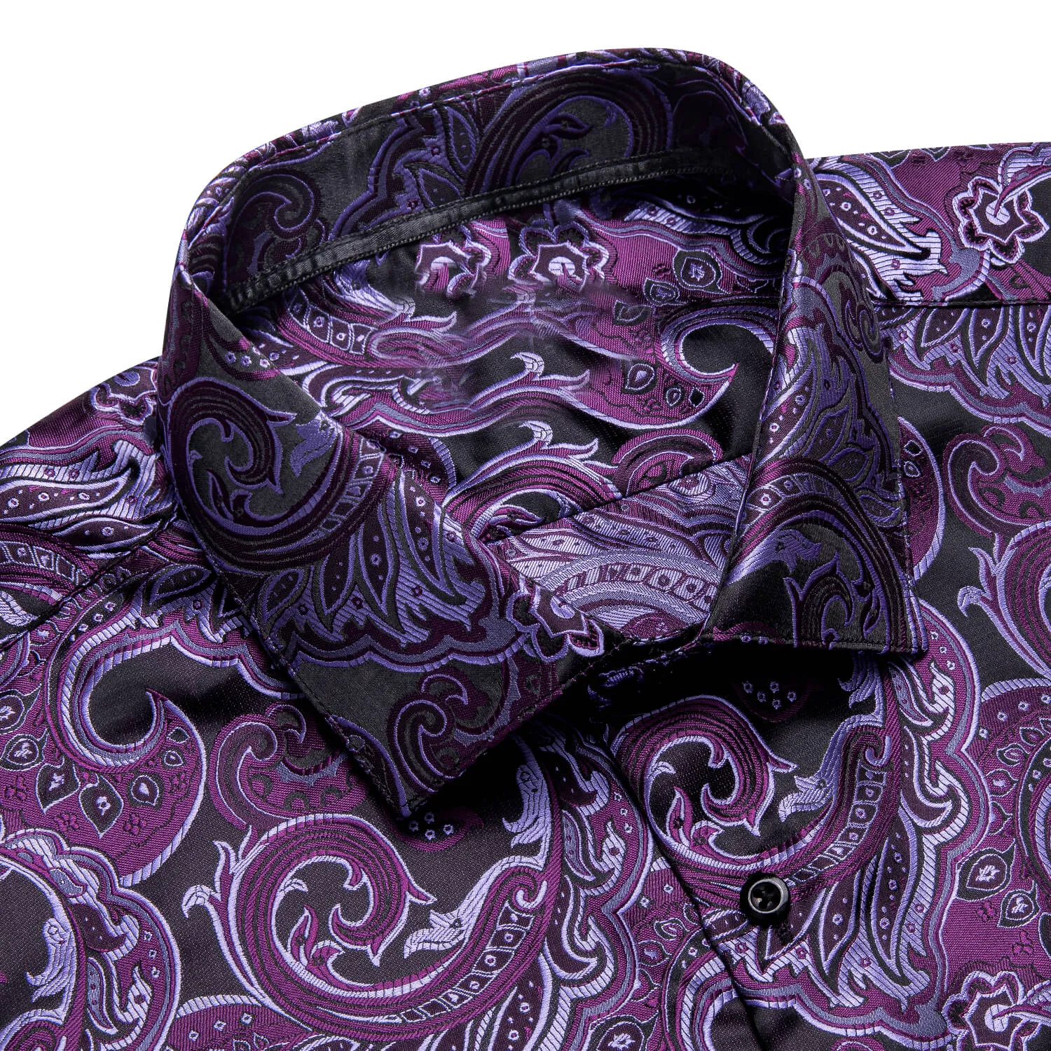 Ties2you Long Sleeve Shirt Plum Purple Floral Silk Men's Shirt Fashion