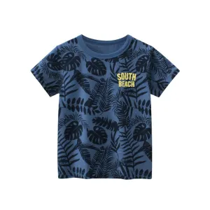 Toddler Boy's Leaf Print Short Sleeve T-shirt