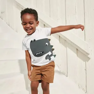 Toddler/Kid Boys Cartoon Adorable Dino Design White T-shirt
