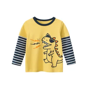 Toddler/Kid Boy's Long Sleeve Dinosaur Print Yellow T-shirt